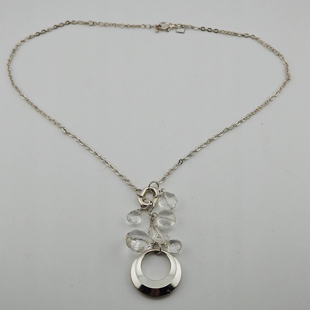 BR Banana Republic Women's Silver Tone Dangle Drop Pendant Necklace On Chain